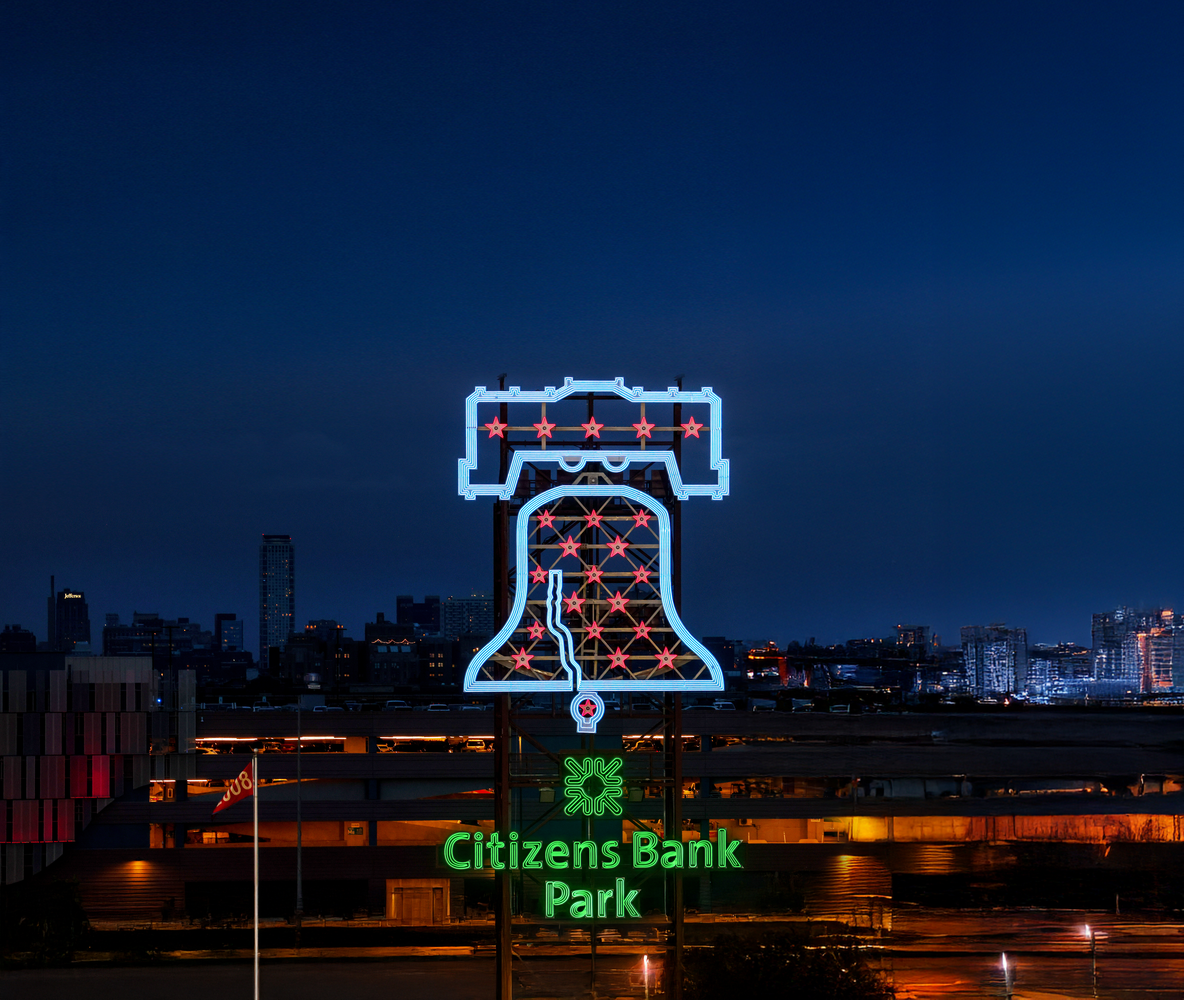 Citizens Park Liberty Bell Lit Up at Night