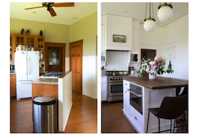 before and after of a kitchen space