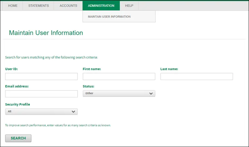 Top navigation Administration menu - 1