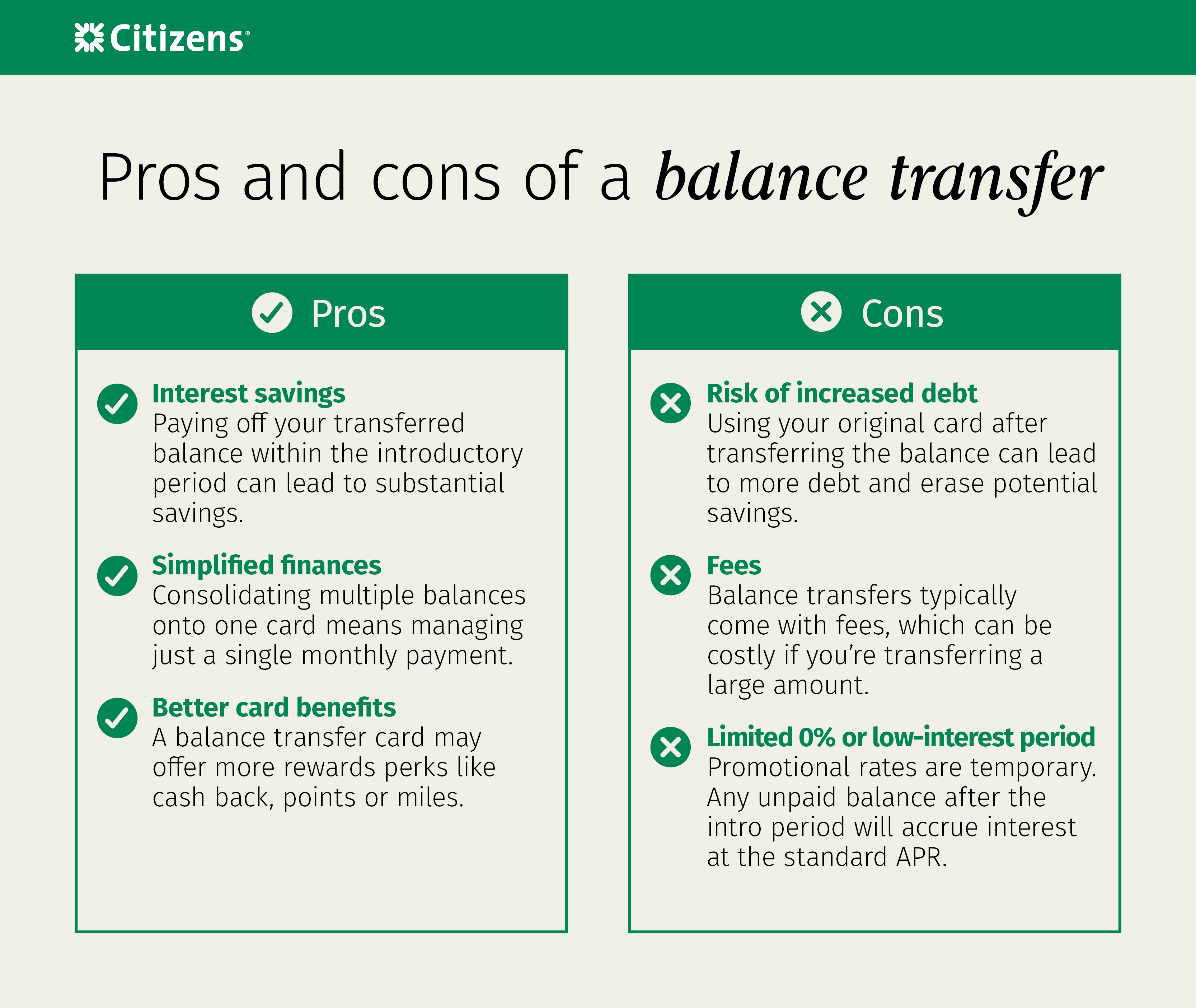Pros and cons of a balance transfer