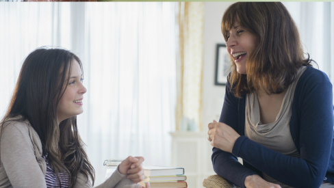 Mother and daughter talking