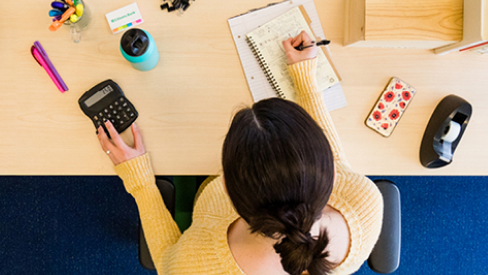 Woman working at a desk