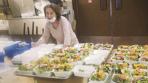 Women serving food