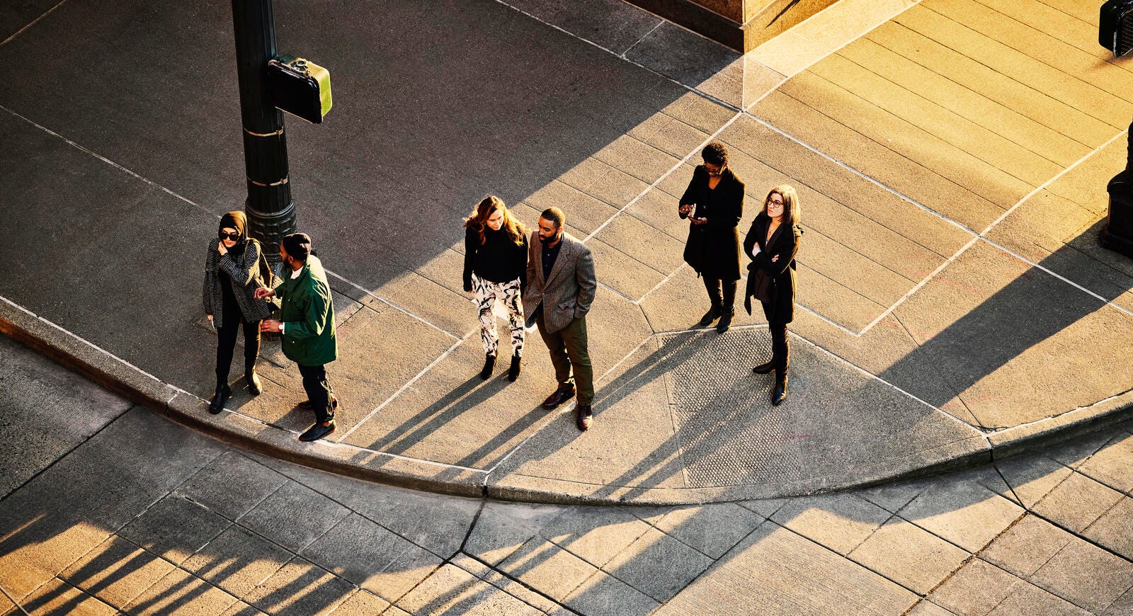 People waiting to cross street 