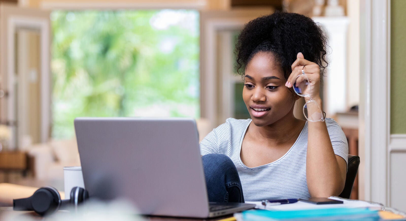 student on computer