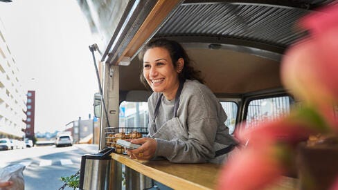 Woman in food truck