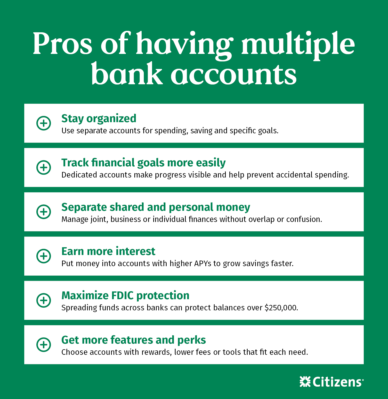Pros of having multiple bank accounts
