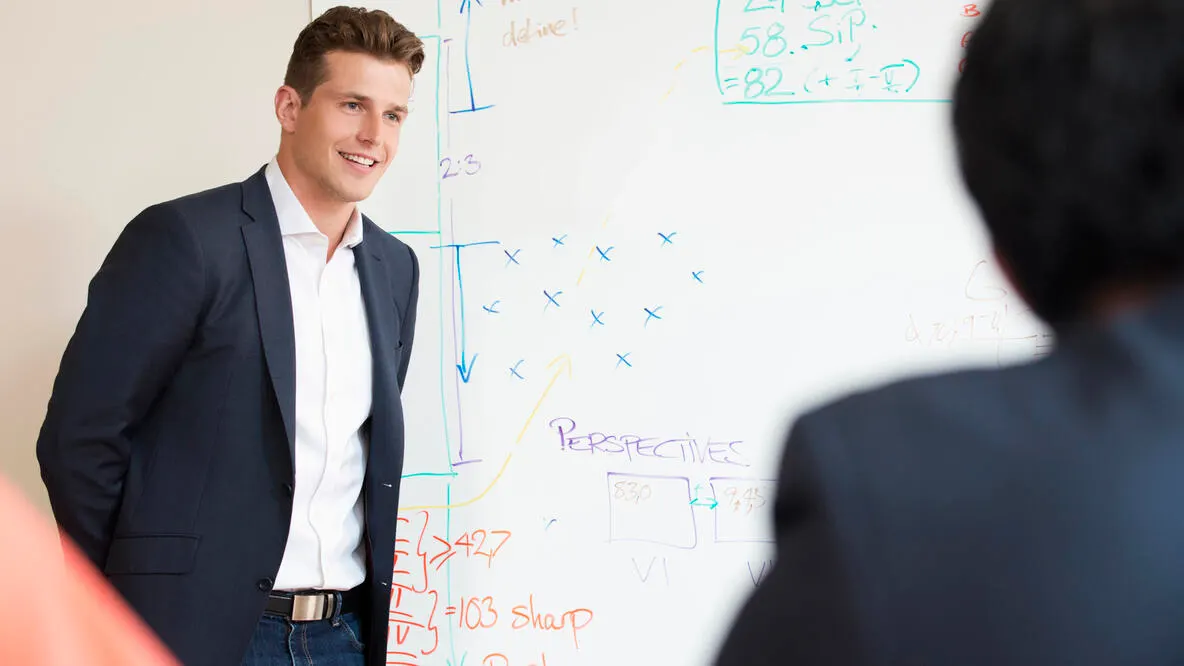 student presenting in class