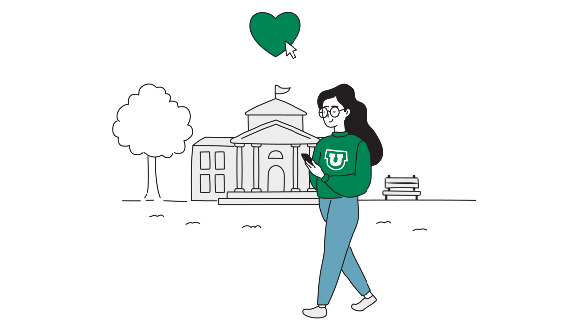 woman walking on campus