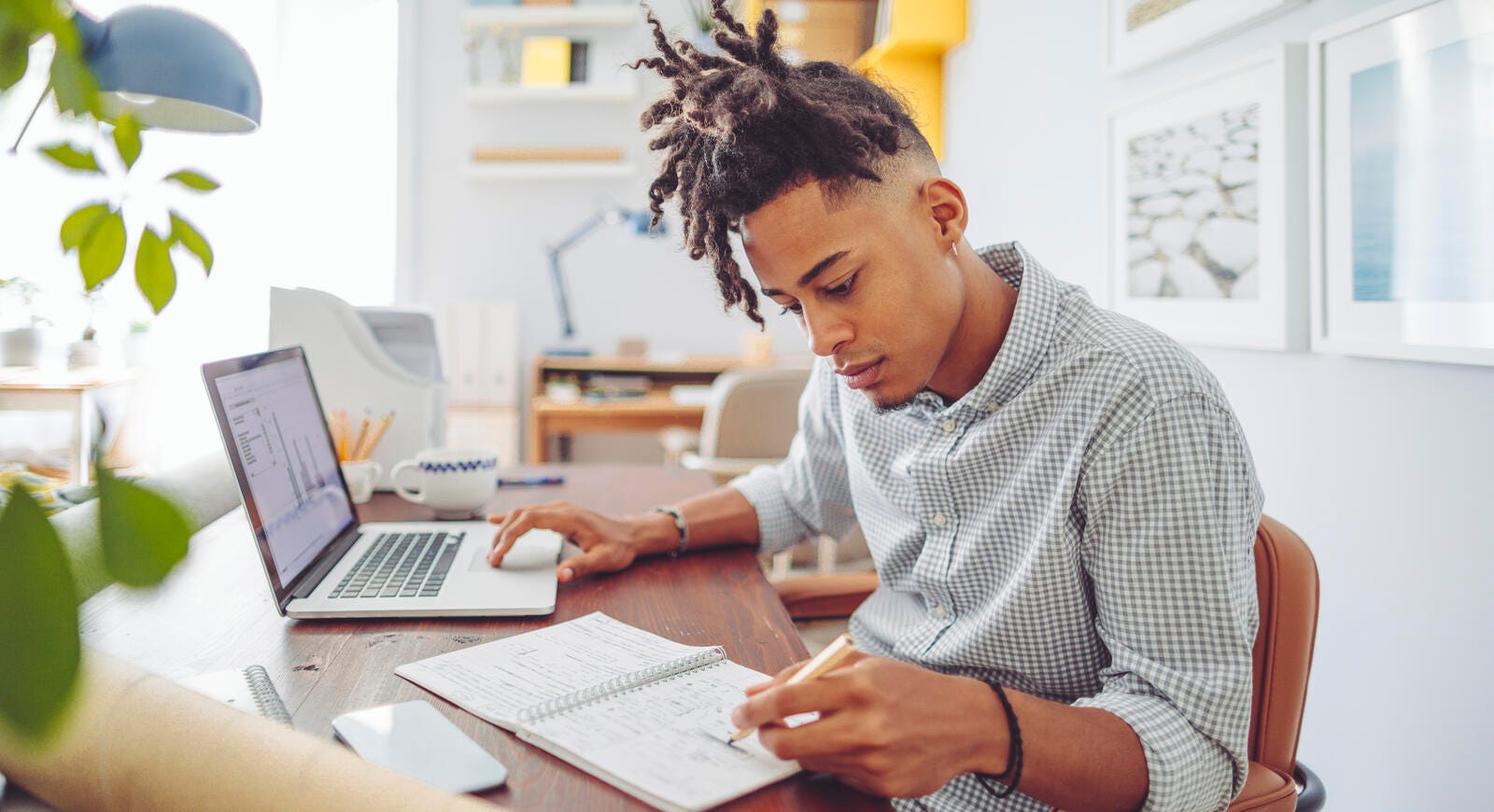 student at desk working