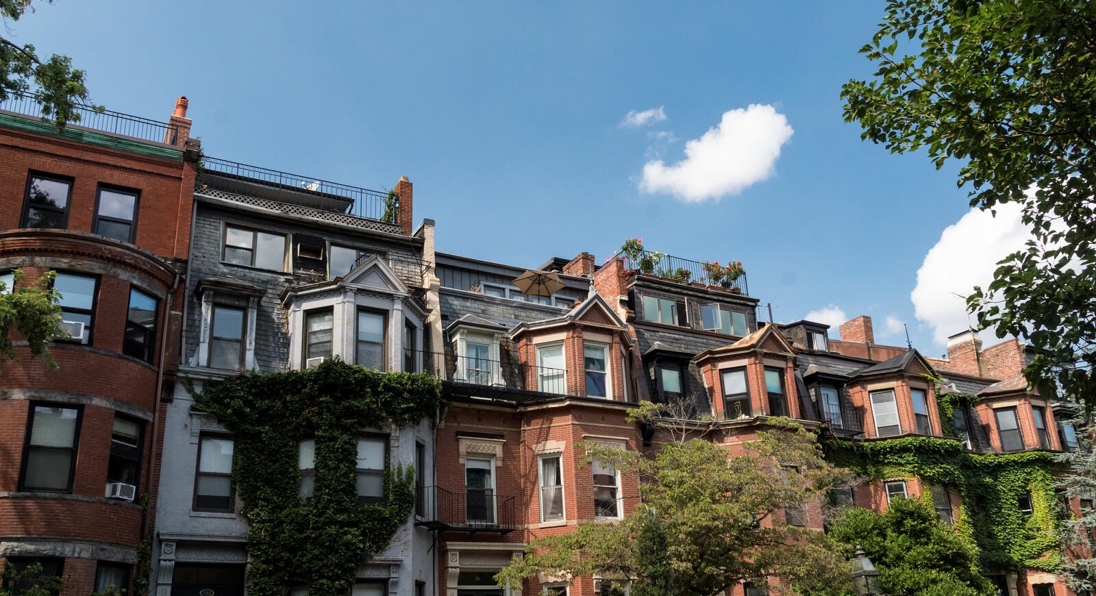 Row houses in old neighborhood of Boston, Massachusetts