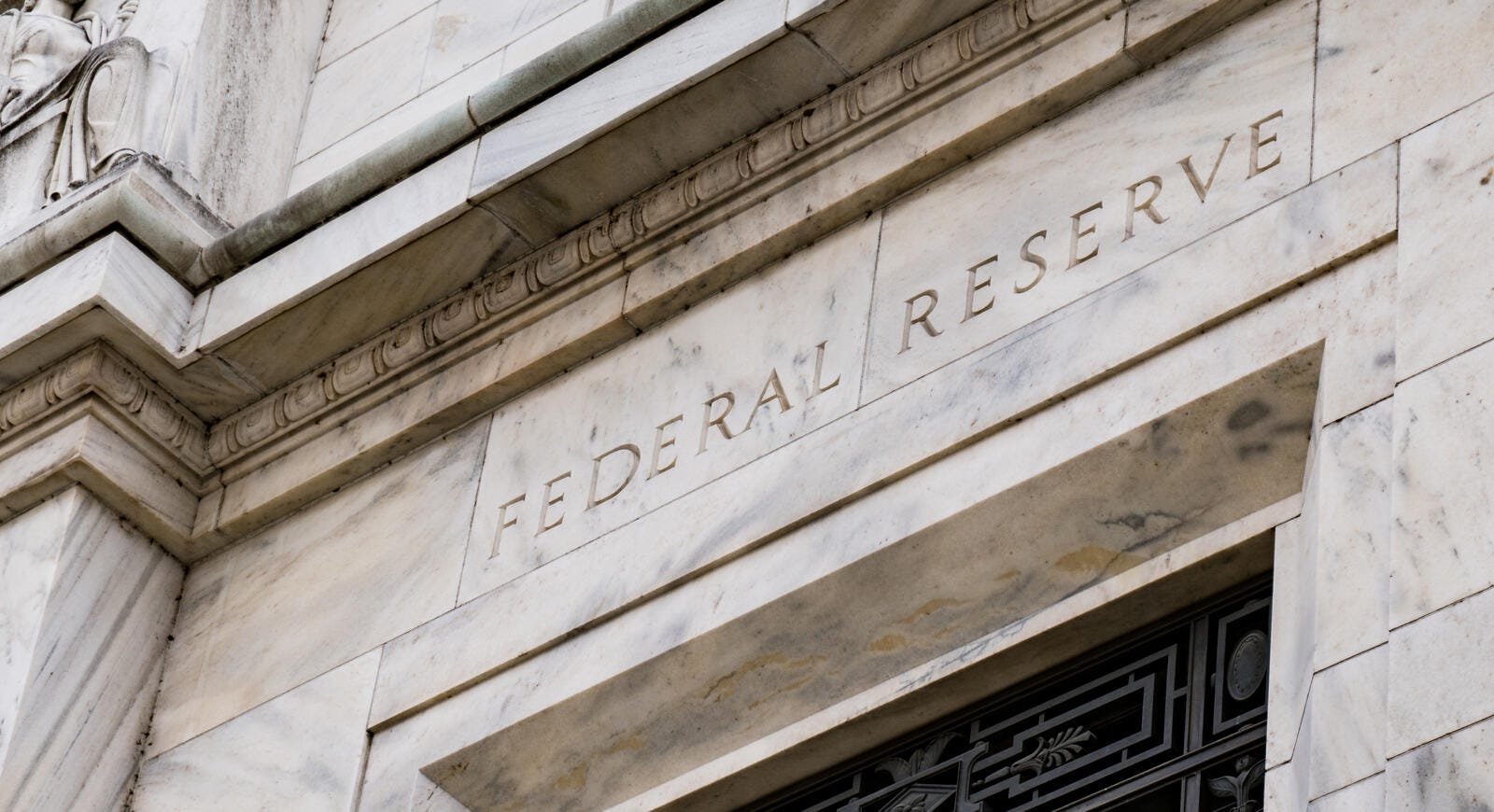 Detail shot of the facade on the Federal Reserve Building in Washington DC.