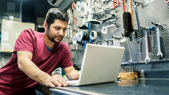 Man sitting at computer