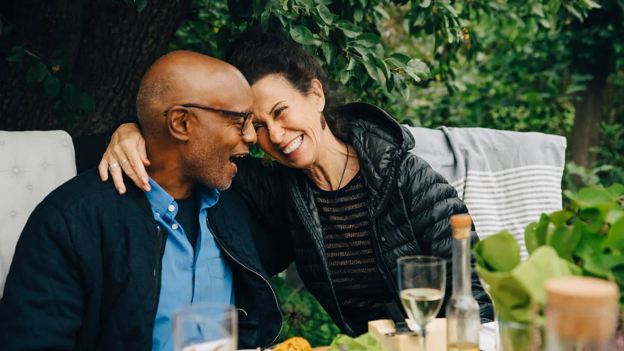 A Couple enjoying an evening at an outdoor café